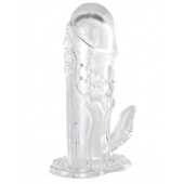 Прозрачная гелевая насадка с клиторальным отростком - 13 см. - Toyfa Basic - в Бердске купить с доставкой