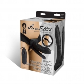 Полый страпон с двумя отростками и вибрацией Unisex Vibrating Hollow Strap-On Double Penetrating Dildo - 17,8 см. - Lux Fetish - купить с доставкой в Бердске