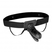 Полый страпон с двумя отростками и вибрацией Unisex Vibrating Hollow Strap-On Double Penetrating Dildo - 17,8 см. - Lux Fetish - купить с доставкой в Бердске