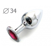Коническая серебристая анальная втулка с малиновым кристаллом - 8,2 см. - Anal Jewelry Plug - купить с доставкой в Бердске