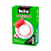 Розовое эрекционное виброкольцо Luxe VIBRO  Поцелуй стриптизёрши  + презерватив - Luxe - в Бердске купить с доставкой
