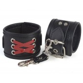 Кожаные наручники с декоративной лаковой шнуровкой - Sitabella - купить с доставкой в Бердске