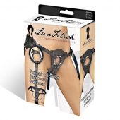 Черные трусики для страпона из патентованной кожи - Lux Fetish - купить с доставкой в Бердске