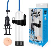 Прозрачная вакуумная вибропомпа Sex Expert с насадкой-вагиной - Sex Expert - в Бердске купить с доставкой