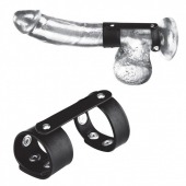 Двойной поддерживаюший ремень для пениса с заклепками - BlueLine - купить с доставкой в Бердске