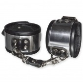 Эффектные серебристо-черные наручники с металлическим блеском - Sitabella - купить с доставкой в Бердске