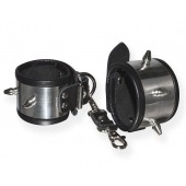 Серебристо-черные наручники с шипами и металлическим блеском - Sitabella - купить с доставкой в Бердске