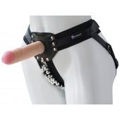 Черный пояс-трусики с насадкой  Гламур Dana  - 15,5 см. - LOVETOY (А-Полимер) - купить с доставкой в Бердске