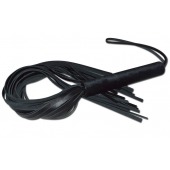 Чёрная кожаная плеть с жесткой ручкой - 63 см. - Sitabella - купить с доставкой в Бердске