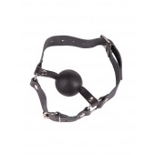 Чёрный кляп-шар на кожаных ремешках с пряжкой - Sitabella - купить с доставкой в Бердске