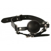 Чёрный кляп-шар на кожаных ремешках с пряжкой - Sitabella - купить с доставкой в Бердске