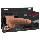 Телесный полый страпон с имитацией эякуляции 7.5  Hollow Squirting Strap-On with Balls Flesh - 21,6 см. - Pipedream - купить с доставкой в Бердске