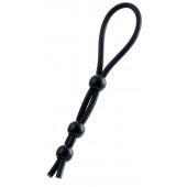 Черное лассо на пенис с тремя бусинами - A-toys - в Бердске купить с доставкой