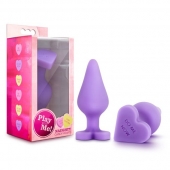 Фиолетовая анальная пробка Naughty Candy Heart Do Me Now - 8,9 см. - Blush Novelties - купить с доставкой в Бердске