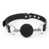 Черный силиконовый кляп-шарик на ремешке - Notabu - купить с доставкой в Бердске
