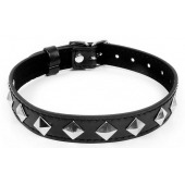 Черный ошейник с серебристыми ромбиками - Notabu - купить с доставкой в Бердске