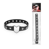 Черный ошейник с серебристыми ромбиками и сердечком - Notabu - купить с доставкой в Бердске