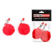 Зажимы для сосков с красным пушком - Notabu - купить с доставкой в Бердске