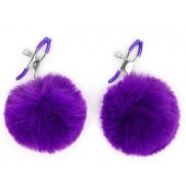 Зажимы для сосков с фиолетовым пушком - Notabu - купить с доставкой в Бердске