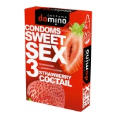 Презервативы для орального секса DOMINO Sweet Sex с ароматом клубничного коктейля  - 3 шт. - Domino - купить с доставкой в Бердске