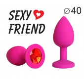 Ярко-розовая анальная пробка с красным кристаллом - 9,5 см. - 1137 - купить с доставкой в Бердске