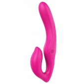 Ярко-розовый безремневой страпон REMOTE DOUBLE DIPPER - 22 см. - Dream Toys - купить с доставкой в Бердске