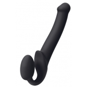 Черный безремневой страпон Silicone Bendable Strap-On M - Strap-on-me - купить с доставкой в Бердске