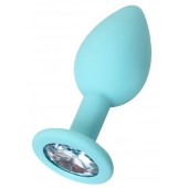 Мятная анальная пробка с прозрачным кристаллом Brilliant - 7 см. - ToyFa - купить с доставкой в Бердске