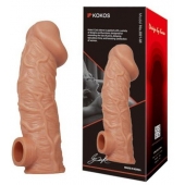 Телесная насадка на фаллос с отверстием для мошонки EXTREME SLEEVE - 17,6 см. - KOKOS - в Бердске купить с доставкой