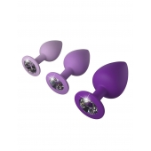 Набор из 3 фиолетовых анальных пробок со стразами Little Gems Trainer Set - Pipedream - купить с доставкой в Бердске