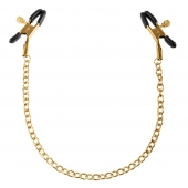 Чёрные с золотом зажимы на соски Gold Chain Nipple Clamps - Pipedream - купить с доставкой в Бердске