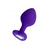 Фиолетовая анальная втулка Diamond Heart с прозрачным кристаллом - 8 см. - ToyFa - купить с доставкой в Бердске