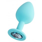 Мятная анальная втулка Brilliant с прозрачным кристаллом - 8 см. - ToyFa - купить с доставкой в Бердске