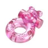 Розовое эрекционное виброкольцо на пенис Pink Bear - Baile - в Бердске купить с доставкой