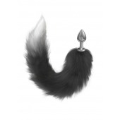 Серебристая анальная пробка с черным хвостом Galaxy - Lola Games - купить с доставкой в Бердске