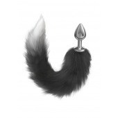 Серебристая анальная пробка с черным хвостом Starlit - Lola Games - купить с доставкой в Бердске