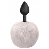 Черная анальная пробка с белым пушистым хвостиком Fluffy - Lola Games