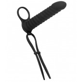 Черная вибронасадка для двойного проникновения Rori - 17 см. - Lola Games - купить с доставкой в Бердске