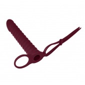 Бордовая вибронасадка для двойного проникновения Rori - 17 см. - Lola Games - купить с доставкой в Бердске