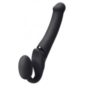 Черный безремневой вибрострапон Silicone Bendable Strap-On M - Strap-on-me - купить с доставкой в Бердске