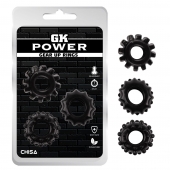 Набор из 3 черных эрекционных колец Gear Up Rings - Chisa - в Бердске купить с доставкой