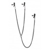 Черные зажимы на соски и клитор на цепочке DELUXE NIPPLE   CLIT CLAMPS - Dream Toys - купить с доставкой в Бердске