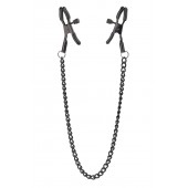Черные зажимы на соски на цепочке BLAZE DELUXE NIPPLE CLAMPS - Dream Toys - купить с доставкой в Бердске