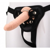 Телесный страпон на черных трусиках STRAP ON REAL DILDO - 20 см. - Dream Toys - купить с доставкой в Бердске