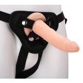 Телесный страпон на черных трусиках STRAP ON REAL DILDO - 20 см. - Dream Toys - купить с доставкой в Бердске