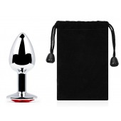 Серебристая анальная пробка с красным стразом - 7,2 см. - Anal Jewelry Plug - купить с доставкой в Бердске