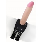 Черный узкий пояс на бедро с телесной насадкой - LOVETOY (А-Полимер) - купить с доставкой в Бердске