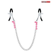 Оригинальные зажимы на соски с розовыми бусинками и цепочкой - Notabu - купить с доставкой в Бердске