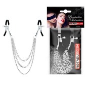 Оригинальные зажимы на соски с тройной цепочкой - Notabu - купить с доставкой в Бердске