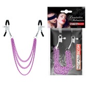 Оригинальные зажимы на соски с тройной розовой цепочкой - Notabu - купить с доставкой в Бердске